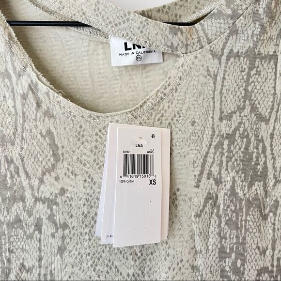 LNA Double Cut Snake Tank Dress in Cream and Tan XS - Picture 4 of 5